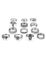 Chicnico Boho Vintage Hollow out Alloy Rings (Set Of 13 )