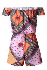 Chicnico Boho Floral Printed Off Shoulder Mini Jumpsuit Chicnico Boho Floral Printed Off Shoulder Mini Jumpsuit