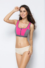 Women Zipper Push Up Sports Bras