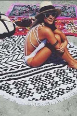 Chicnico Beach Boho Geometric Round Beach Blanket