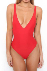 Chicnico Basic Solid Color One Piece Bikini