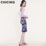 CHICING Vintage Graffiti Purple Mask Opera Pencil Midi Skirts Women 2017 New Fashion Bodycon Tube Skirt Saia Femininas A1611005