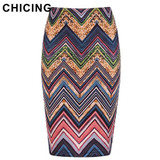 CHICING High Street Women Wave Pattern Suede Midi Pencil Skirt 2017 Autumn Winter Stretch Empire Ladies Sexy Skirt Saia A1707061