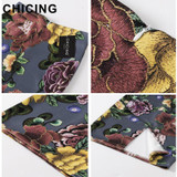 CHICING High Street Floral Pattern Bronzing Pencil Print Skirts Women 2018 Sexy Stretch Empire Bodycon Midi Skirt Saias A1708014