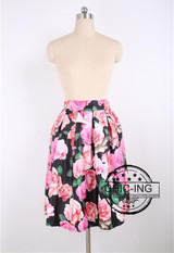 CHICING Floral Print Ball Gown Pleated Midi Skirt Skater Skirt Fashion 2016 Spring Summer Vintage Saias For Women Girl A148023