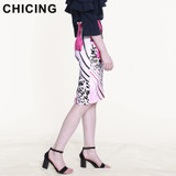 CHICING Fashion Pink Flower Leopard Print Midi Pencil Skirt Women 2017 Stretch High Waist Sexy Bodycon Tube Skirt Saias A1609012