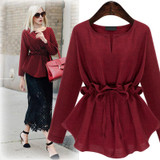 CHICEVER Ruffle Lace up Top Female Long Sleeve Women's Shirt Casual Oversized Tops Clothes Korean Fashion Plus Size Autumn 2017