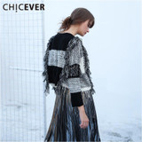 CHICEVER Patchwork Women's Winter Sweaters Tassel Knitting Pullover Female Batwing Long Sleeve Jumper Top Casual Big Size Autumn