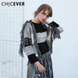 CHICEVER Patchwork Women's Winter Sweaters Tassel Knitting Pullover Female Batwing Long Sleeve Jumper Top Casual Big Size Autumn