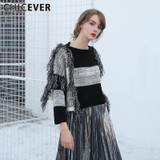 CHICEVER Patchwork Women's Winter Sweaters Tassel Knitting Pullover Female Batwing Long Sleeve Jumper Top Casual Big Size Autumn