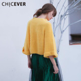 CHICEVER Off Shoulder Sexy Sweaters for Women Slash Neck Knitting Pullover Female Tops Batwing Flare Sleeve Casual Jumper Autumn