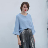 CHICEVER Off Shoulder Sexy Sweaters for Women Slash Neck Knitting Pullover Female Tops Batwing Flare Sleeve Casual Jumper Autumn