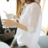 CHICEVER 2018 Spring Summer Women's Shirts Blouses Top Patchwork Hem Long Sleeve Lace Irregular Plus Size Women Shirt Clothes