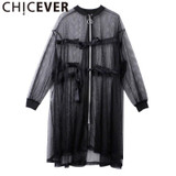 CHICEVER 2017 Summer Long Sleeve Wild Hollow Sunscreen Female Coat Women Loose Sexy Trench Coats For Women's Clothing Fashion