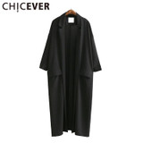 CHICEVER 2017 Summer Loose Women Coats Three Quarter Sleeve Plus Size Black Sunscreen Trench Coat For Women's Clothes Korean