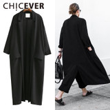 CHICEVER 2017 Summer Loose Women Coats Three Quarter Sleeve Plus Size Black Sunscreen Trench Coat For Women's Clothes Korean