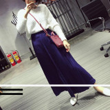 CHICEVER 2017 Spring Summer Pleated Splicing Chiffon Wide Leg Pants Women Vintage Trousers New Clothing Fashion