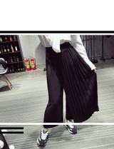 CHICEVER 2017 Spring Summer Pleated Splicing Chiffon Wide Leg Pants Women Vintage Trousers New Clothing Fashion