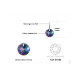 Chessboard 38ct Natural Mystic Fire Rainbow Topaz Round Drop Earrings 925 Sterling Silver For Women 2015 New Fine Jewelry