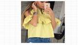 Trendy Summer Women Loose Ruffles Off the Shoulder Plaid Striped Blue Pink Shirts Top Casual Blouses Hot sale