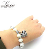 Trendy Real white baroque pearl bracelet girl present,fashion adjustable freshwater pearl bracelet jewelry for Women party gift