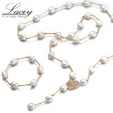 Trendy Baroque Pearl Jewelry Sets,10-11mm muilt color Freshwater Pearls necklace bracelet Bridal Jewelry sets free shipping