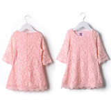 Trendy Baby Girls Summer Party Lace Dress Kid Toddler Floral Half Sleeve Dress