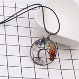 Tree of Life Pendant Amethyst Rose Crystal Necklace