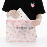 Transparent Zipper Student Stationery Bag A4 Big Capacity Document Bags Office Paper Storage Bag Fruit Grid File Folder Simple