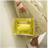 Transparent Women Handbag Purse Solid Casual Tote Shoulder Bag Jelly Composite Bags Teenager Girl Small 2017 Fashion Summer