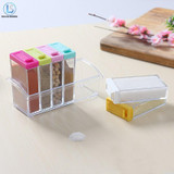 Transparent Spice Jar Newest Simple Colorful Lid Seasoning Box 6pcs/set Kitchen Tools Salt Condiment Cruet Storage Box A539