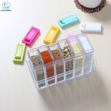 Transparent Spice Jar Newest Simple Colorful Lid Seasoning Box 6pcs/set Kitchen Tools Salt Condiment Cruet Storage Box A539
