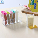 Transparent Spice Jar Newest Simple Colorful Lid Seasoning Box 6pcs/set Kitchen Tools Salt Condiment Cruet Storage Box A539