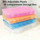 Transparent Practical Adjustable Plastic 36 Compartment Storage Box Case/ Earrings/ tool /Jewelry Display Organizer