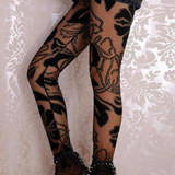 Transparent Mesh Floral Hollow Out Black Thin Fashion Leggings 2018 On Sale Fitness Punk Rock Leggings Sexy Low Waist Leggings