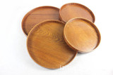 Traditional Chinese Round Plate Wood Solid Food Tray Japanese Tea Tray Tableware Tea Set Hand-Made Natural Wood Serving Tray