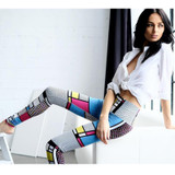 Color Stitching Sexy Leggings Women Square Elastic High Waist Leggings Pants Women Workout Leggings Autumn Winter Leggings