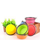 Collapsible foldable silicone dow bowl candy color outdoor travel portable puppy doogie food container feeder dish on sale