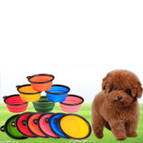 Collapsible foldable silicone dow bowl candy color outdoor travel portable puppy doogie food container feeder dish on sale