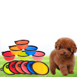 Collapsible foldable silicone dow bowl candy color outdoor travel portable puppy doogie food container feeder dish on sale