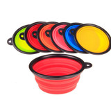 Collapsible foldable silicone dow bowl candy color outdoor travel portable puppy doogie food container feeder dish on sale