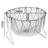 Collapsible Colander Mesh Basket Steam Rinse Strainer Stainless Steel Filter Kitchen Sieve Fry French Chef Basket Cooking Tools