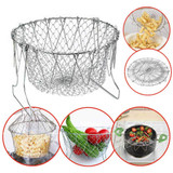 Collapsible Colander Mesh Basket Steam Rinse Strainer Stainless Steel Filter Kitchen Sieve Fry French Chef Basket Cooking Tools