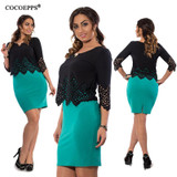 COCOEPPS Women's Large Size Bodycon Dress 2017 Plus Size Ladies Hollow Out Tops and Dress O-neck Women's Sets Mini Dress Vestido