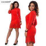 COCOEPPS Women Large Size Dress 2017 Plus Size Ladies O Neck Three Quarter Summer Short Dresses with Zipper Vestidos Femininos