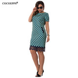 COCOEPPS Plus Size Plaid Print Women Dress 5XL Big Size Autumn Female Dresses Lace Patchwork Bodycon Office Dress Vestidos 6xl