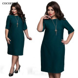 COCOEPPS fashionable loose women dresses big sizes NEW 2017 plus size women clothing half sleeve vestidos casual o-neck dress