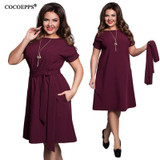 COCOEPPS Elegant Casual women blue dresses big sizes NEW 2018 plus size women clothing Summer style o-neck bodycon Chiffon Dress