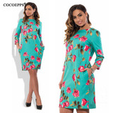 COCOEPPS Elegant floral print Casual women dresses big sizes NEW 2017 plus size women clothing Autumn o-neck bodycon short Dress COCOEPPS Elegant floral print Casual women dresses big sizes NEW 2017 plus size women clothing Autumn o-neck bodycon short Dress