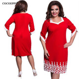 COCOEPPS 6XL 5XL Lace Patchwork Women Dress 2017 Summer Style Plus Size office Big Large Size Dress Casual Loose blue Dresses